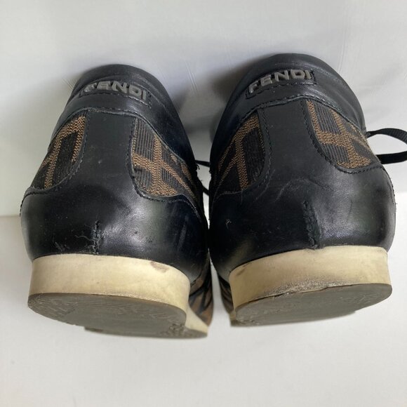 ⚡️ Fendi Brown Zucca Canvas And Leather Trim Low Top Sneakers Size 39.5 IT - Picture 5 of 7
